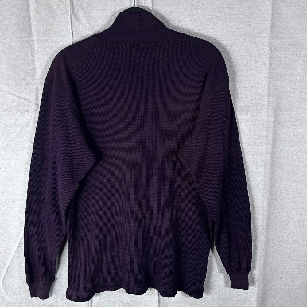 Vintage J.Crew Mens Purple Waffle Knit Thermal‎ Mock Neck Shirt Size M USA